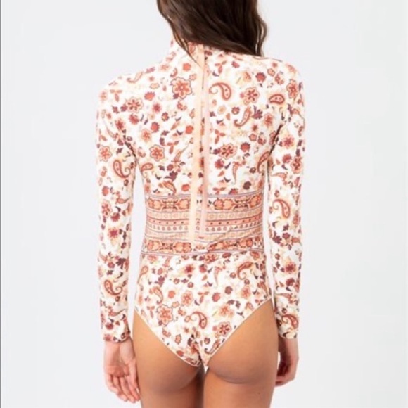 ☀️RIP CURL☀️ G BOMB LONG SLEEVE UV BURNT ORANGE BODY SUIT - Picture 10 of 15